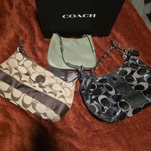 Coach Lot bundle Women's Shoulder Bags - Black, Tan, and Green